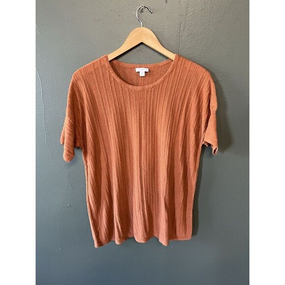 J. Jill Womens Orange Short Sleeve Knit Shirt Size Medium - Picture 1 of 3